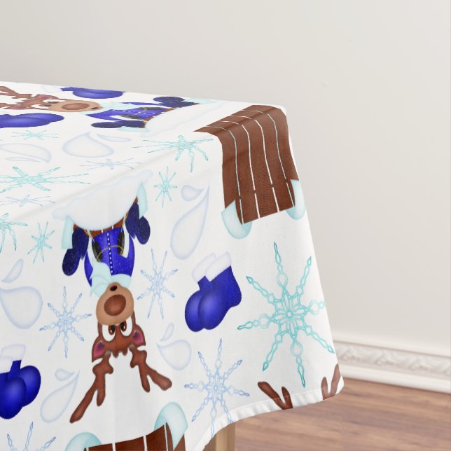 Toalha De Mesa Reindeador de Natal Festivo Blue Kasky (Posição Original)