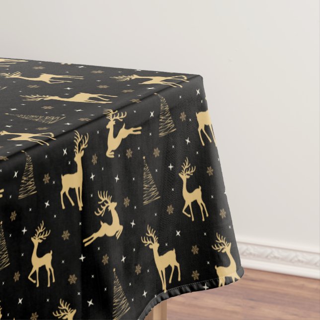 Toalha De Mesa Reindeer Preto e Dourado (Posição Original)