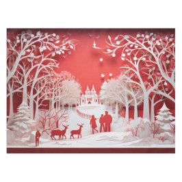 Toalha De Mesa Reindeers 3D e Pessoas na aldeia