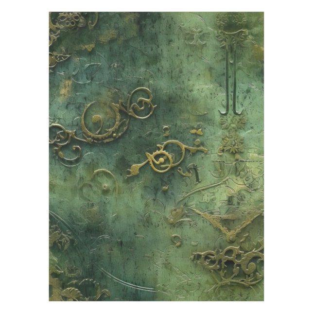 Toalha De Mesa Relógio Russo Emerald Green Steampunk (10) (Frente)