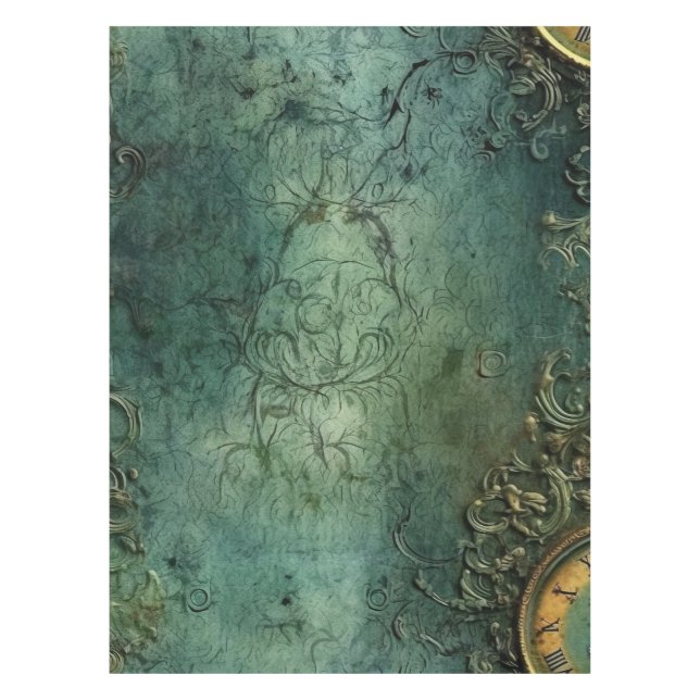 Toalha De Mesa Relógio Russo Emerald Green Steampunk (8) (Frente)