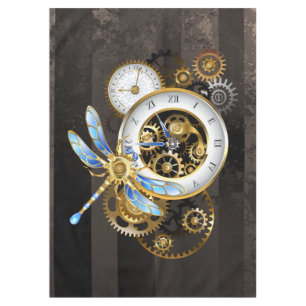 Toalha De Mesa Relógio Steampunk com Dragonfly Mecânica