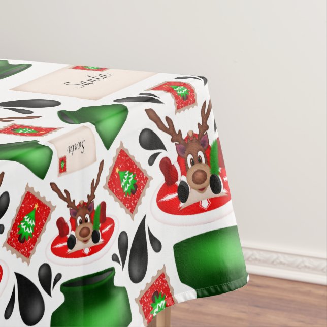 Toalha De Mesa Rena de Natal Cestiva Vermelha Kasky (Posição Original)