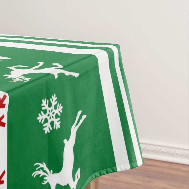 Toalha De Mesa Renas Elegantes Linhas Flocos de Neve Média (Posição Original)