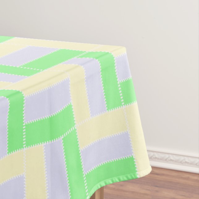 Toalha De Mesa Retângulos de Pastel Linhas Brancas Padrão (Posição Original)