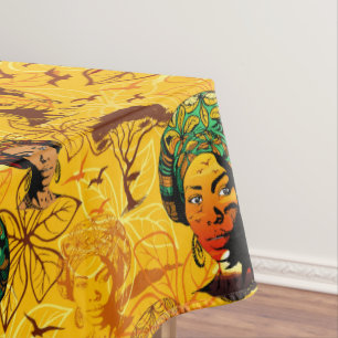 Toalha De Mesa Retrato de Mulher Africana com Sunset