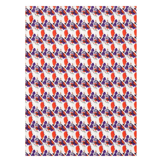 Toalha De Mesa Retrato Gato - Arte Gráfica Negrito Laranja e Viol (Frente)