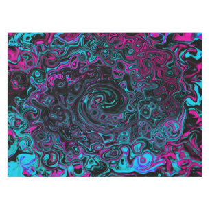 Toalha De Mesa Retro Aqua Magenta e Abstrato preto