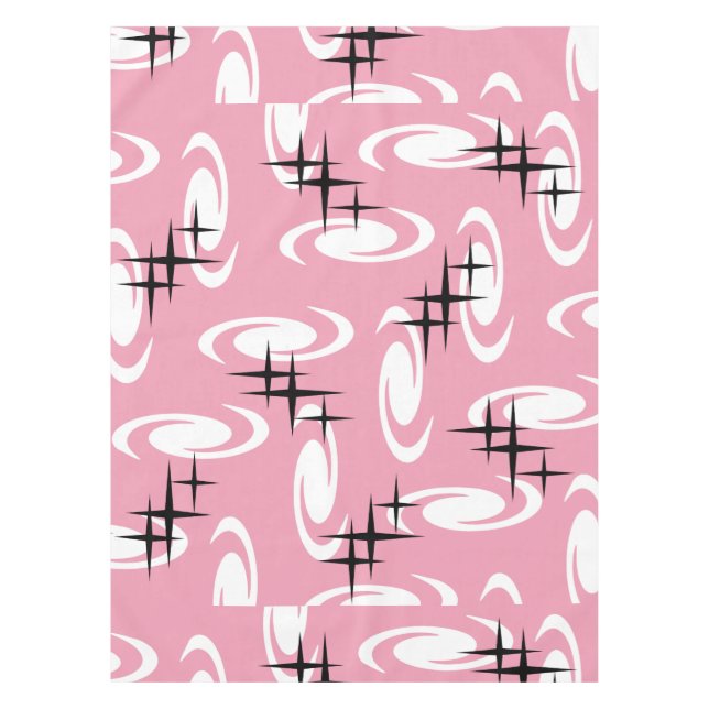 Toalha De Mesa Retro Atomic Age Swirls Stars Pattern Pink (Frente)