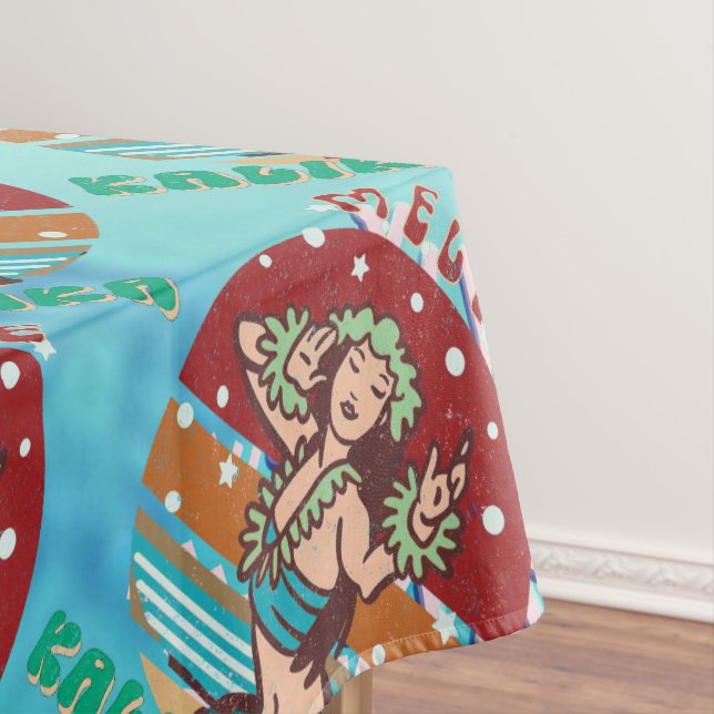 Toalha De Mesa Retro Christmas, Mele Kalikimaka Hula Dancer (Posição Original)