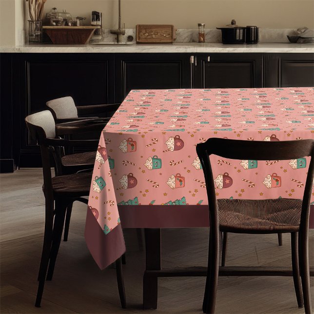Toalha de mesa retrô de Natal funky pastel (Retro Holiday Tablecloth Funky Pastel Christmas)