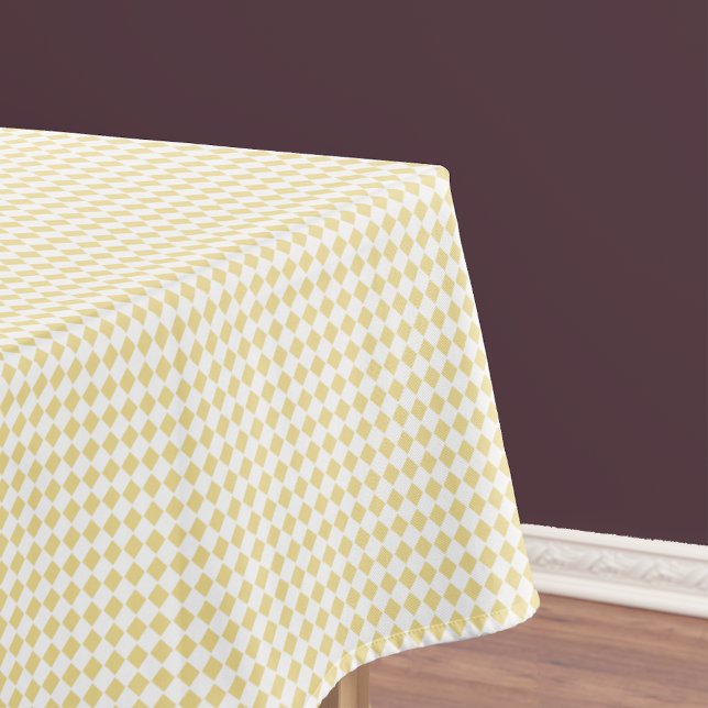 Toalha De Mesa Retro do Padrão Verificado Dourado Amarelo Luxo (Luxe Yellow Gold White Checkered Pattern Retro Tablecloth)