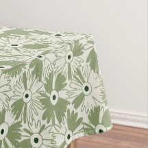 Retro Farmhouse Flor Silvestre Grande Escala Verde