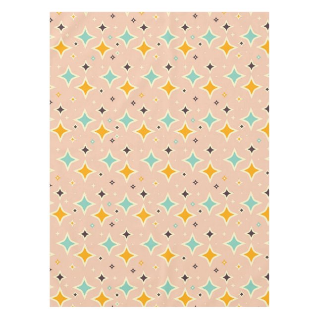 Toalha De Mesa Retro geometric pattern with teal, orange, black (Frente)