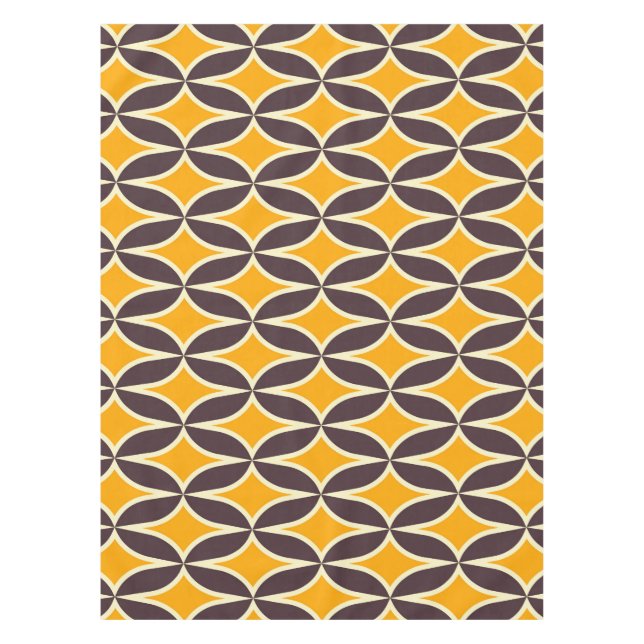 Toalha De Mesa Retro geometric pattern yellow and brown leaf (Frente)