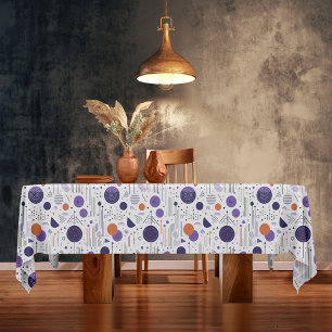 Toalha De Mesa Retro Geométrico Abstrato Pat3 Púrpura Laranja ID1