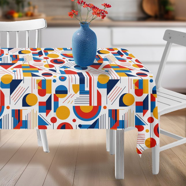 Toalha De Mesa Retro Geométrico Abstrato Pat#11 Marinho Dourado I (Criador carregado)