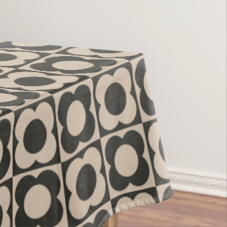 Toalha De Mesa Retro modern -Flower Checkerboard - neutral taupe 