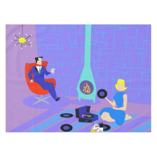 Toalha De Mesa Retro Noite em Tablecloth Doméstica