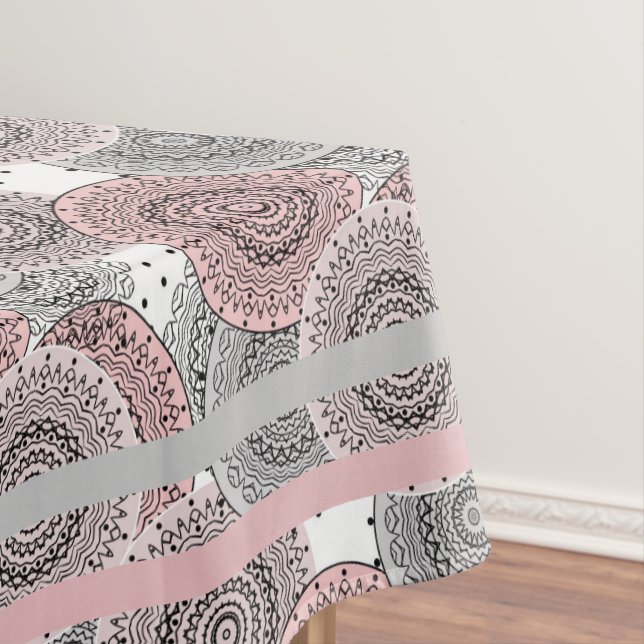 Toalha De Mesa Retro, padrão retrô, azul e rosa, elegante (Posição Original)