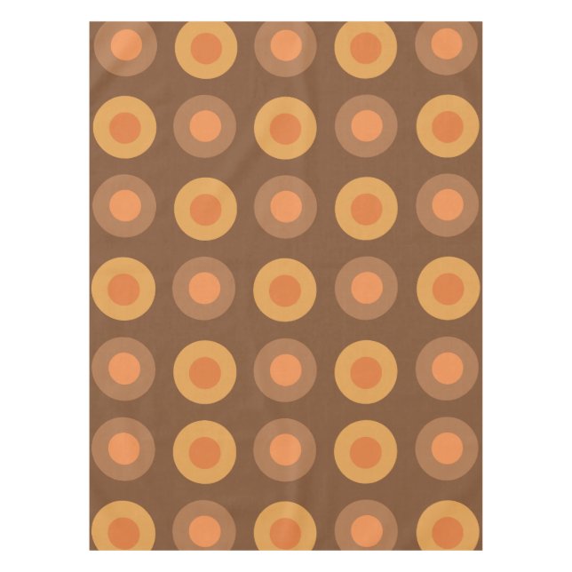 Toalha De Mesa Retro Ponto do Meio-Século Queimado Laranja (Frente)