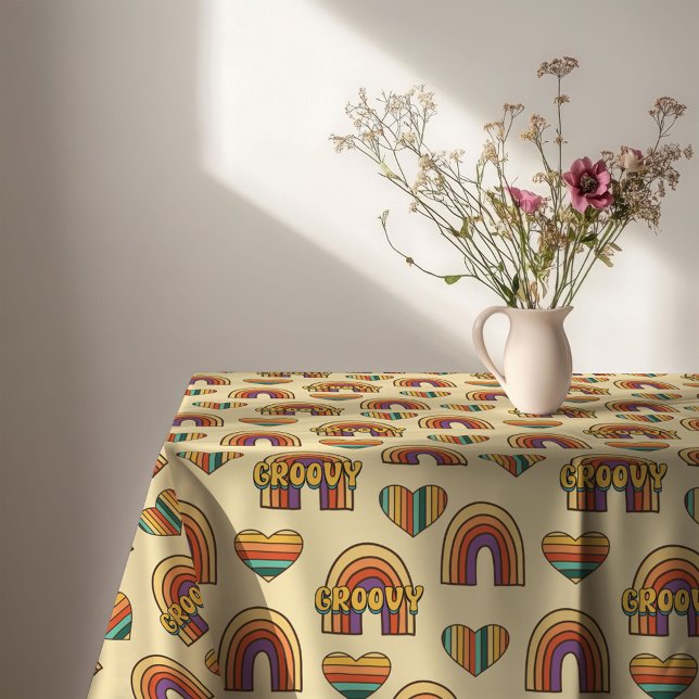 Toalha De Mesa Retro Rainbow Tablecloth 60s Pastel Table Joy (Retro Rainbow Tablecloth 60s Pastel Table Joy)