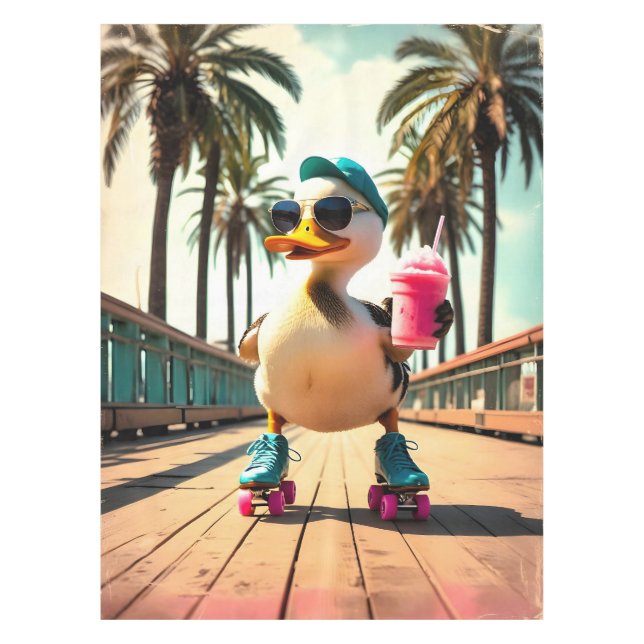 Toalha De Mesa Retro Summer Funny Roller Duck (Frente)