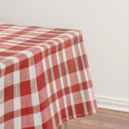 Toalha De Mesa Retro Vintage Cherry Red Textured Plaid 