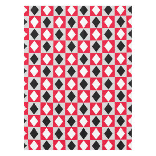 Toalha De Mesa Rhombus Diamond Geométrico Branco Vermelho Negro