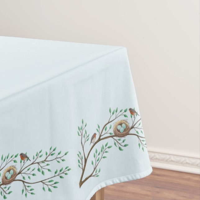 Toalha De Mesa Robin Birds Nest Ovos Chá de fraldas Primavera (Posição Original)