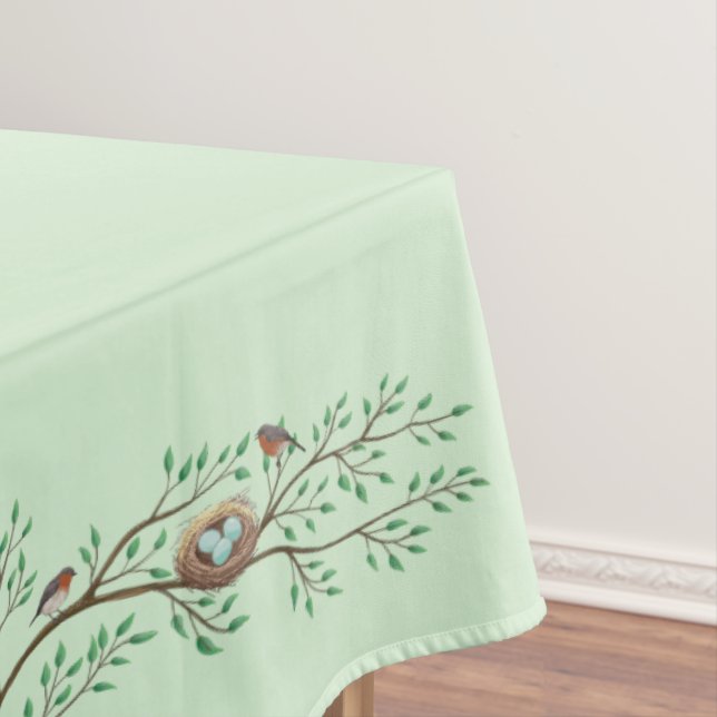 Toalha De Mesa Robin Birds Nest Ovos Chá de fraldas Primavera (Posição Original)