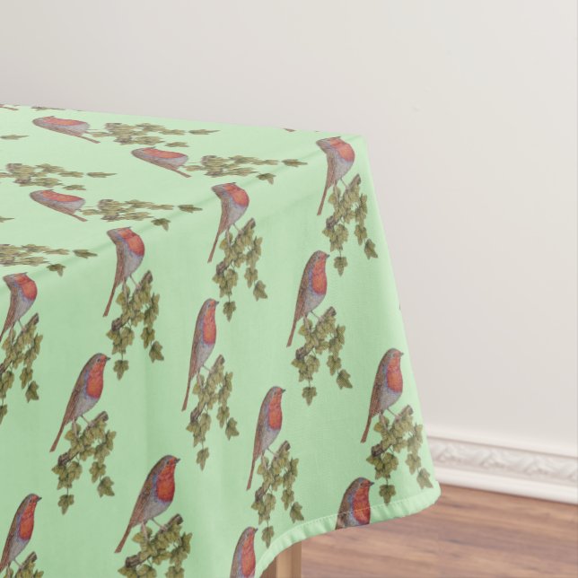 Toalha De Mesa Robin empoleirado em aves selvagens de folha de ma (Posição Original)