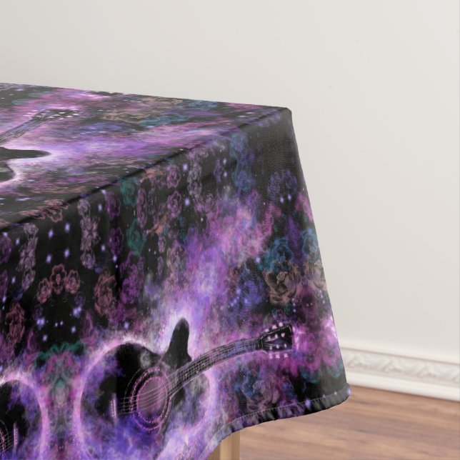 Toalha De Mesa Rock N Roll Guitar Tableloth Roxo (Posição Original)
