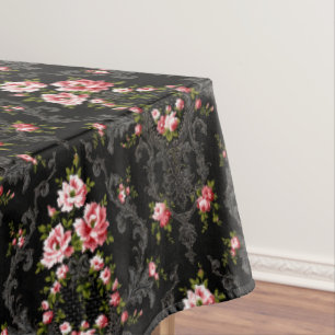 Toalha De Mesa Rococo Floral-Negro Elegante Francês