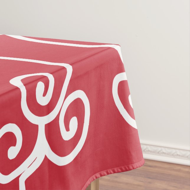 Toalha De Mesa Rolos brancos de tijolos vermelhos (Posição Original)
