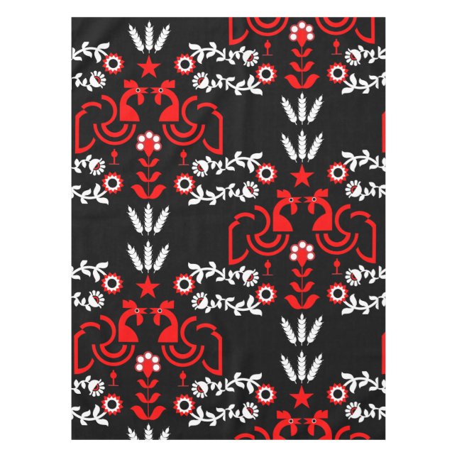 Toalha De Mesa Rooster Cockerel Scandinavian Folart (Frente)