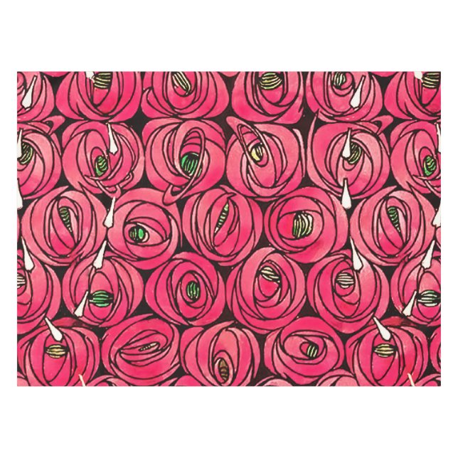 Toalha De Mesa Rosa Art Nouveau Rennie Macintosh Graphic (Frente (Horizontal))