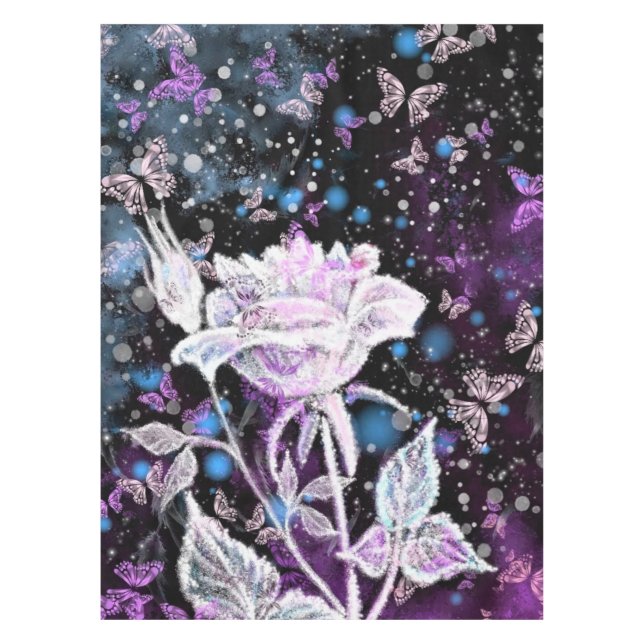 Toalha De Mesa Rosa de inverno e Tableloth de Borboleta (Frente)