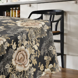 Toalha De Mesa Rosa de renda Elegante Victoriana Preto