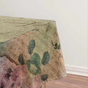 Toalha De Mesa Rosa do Steampunk Torn Ephemera Vintage em dific