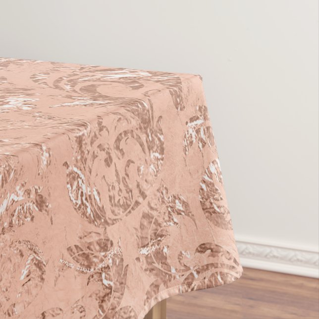 Toalha De Mesa Rosa Dourado Damask (Posição Original)
