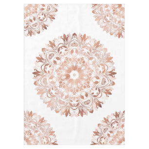 Toalha De Mesa Rosa Dourado Floral Mandala