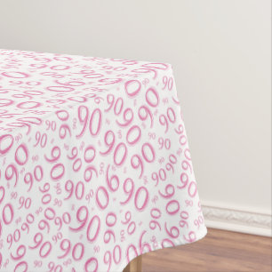 Toalha De Mesa rosa e branco do teste padrão do número da festa