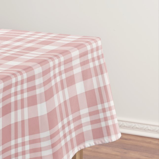 Toalha De Mesa Rosa e Branco Listrado Clássico    (Posição Original)