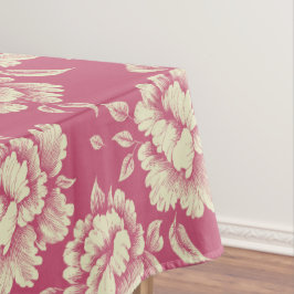 Toalha De Mesa Rosa e Cream Peony Toile - Decor Nacional Francês