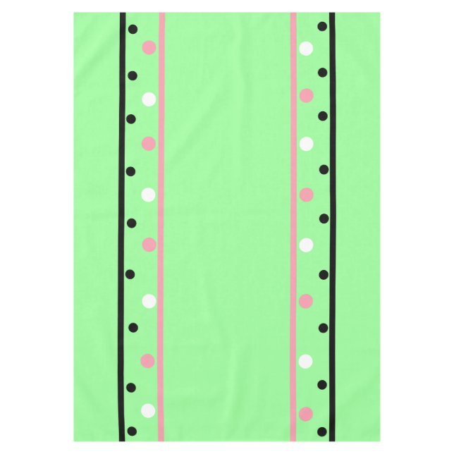 Toalha De Mesa Rosa Pontos Brancos Verde (Frente)