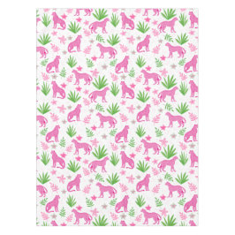 Toalha De Mesa Rosa Préppy Cheetah Floral / Festa Botânica Chic