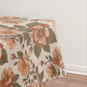 Toalha De Mesa Rosa Selvagem Floresce Em Tons Terrosos De Terraco
