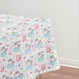 Toalha de mesa Rosa, Unicórnio Azul Arco-íris Gato