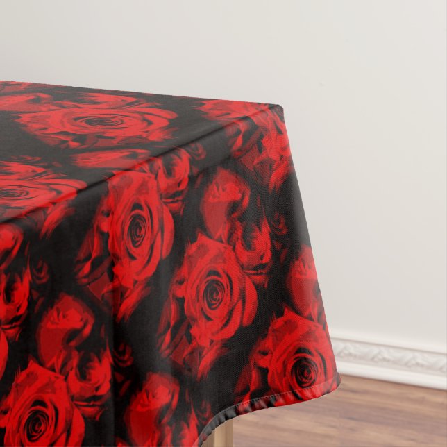Toalha De Mesa Rosa vermelha com Tablecloth Preta (Posição Original)